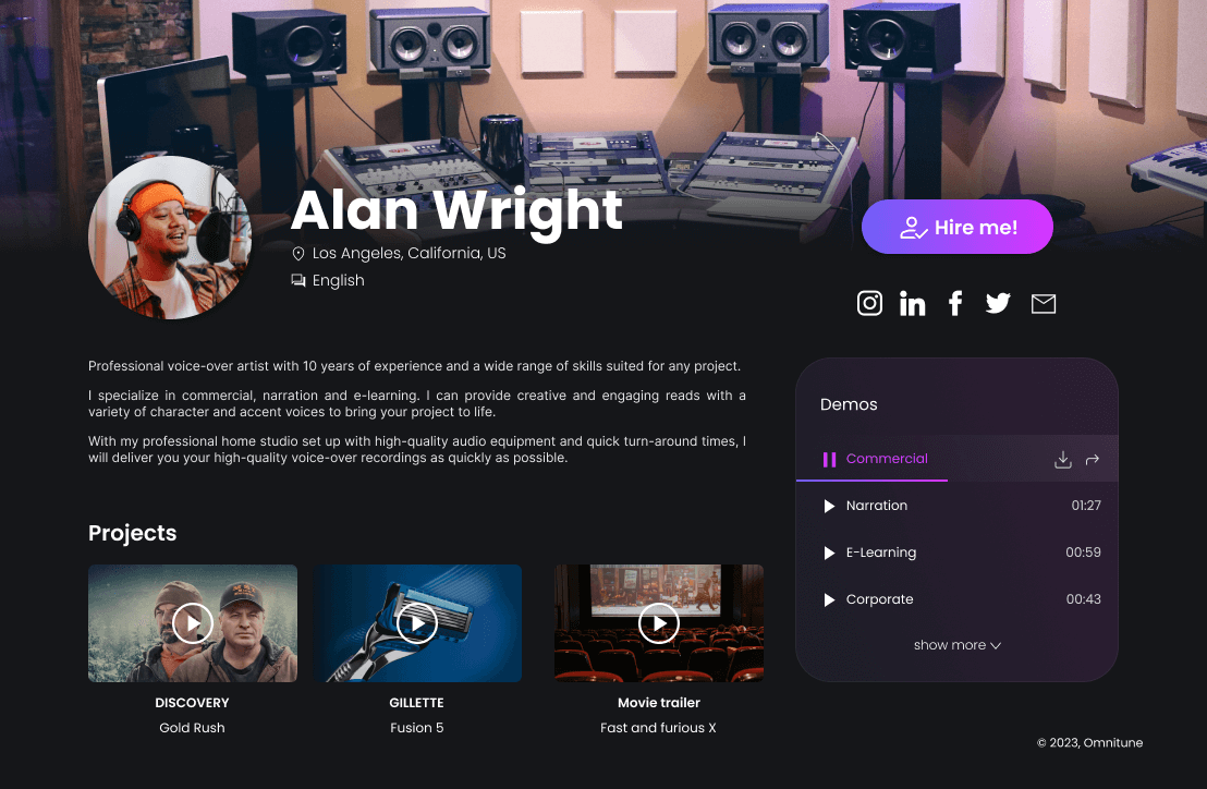 Portofolio UI Omnitune App
